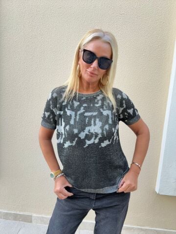 Olya Siyah Gümüş Triko