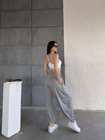 Veza Gri Şalvar Pantolon