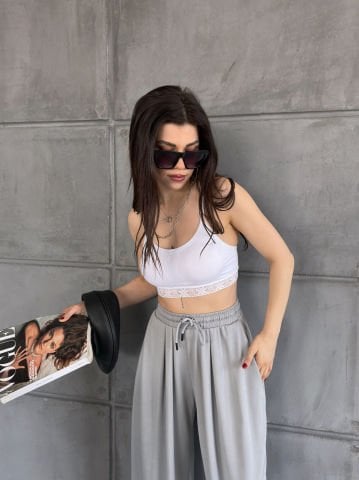 Veza Gri Şalvar Pantolon