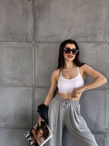 Veza Gri Şalvar Pantolon