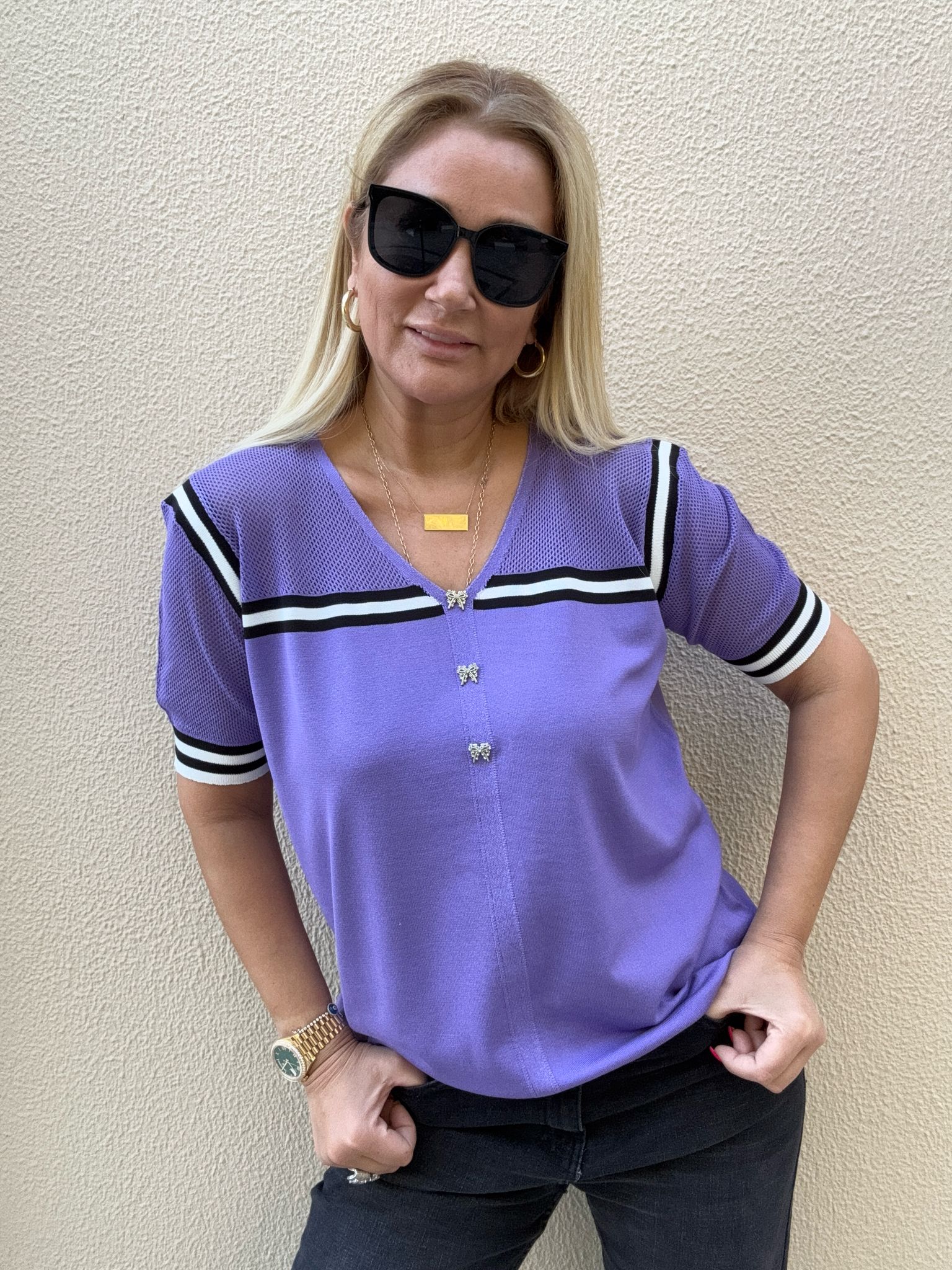 Fiyona Mor Büyük Beden Triko