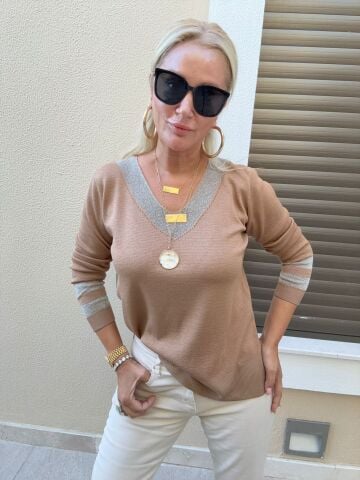 Tores V Yaka Simli Camel Triko