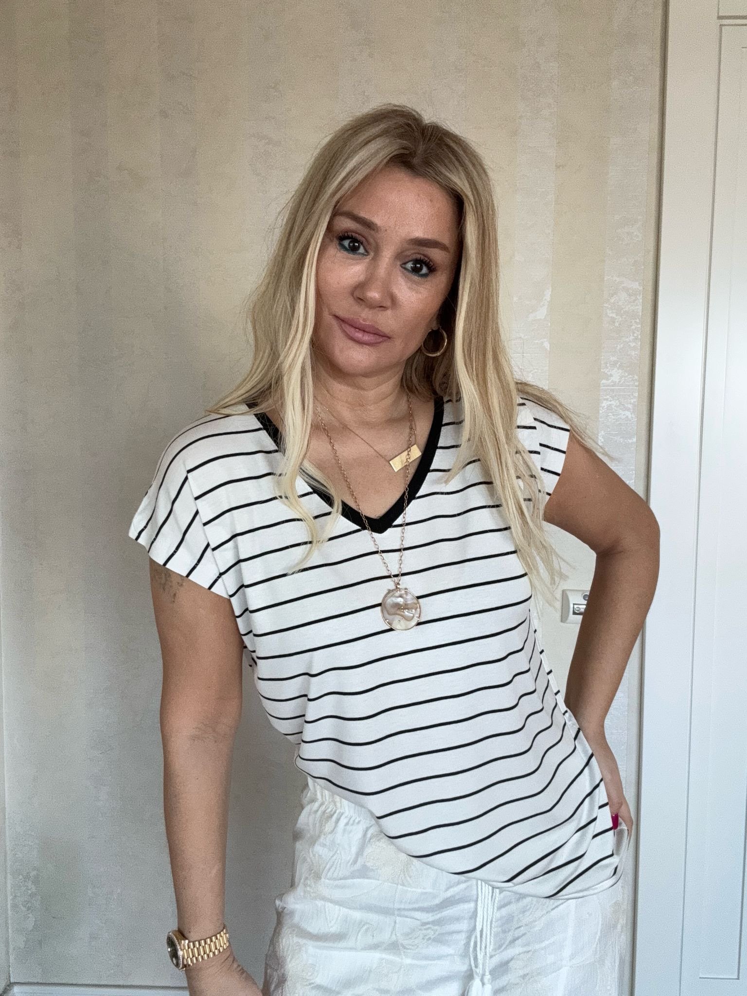 Sedy Beyaz-Siyah Çizgili Basic