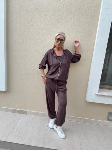 Zumba Kahverengi Fermuarlı Takım