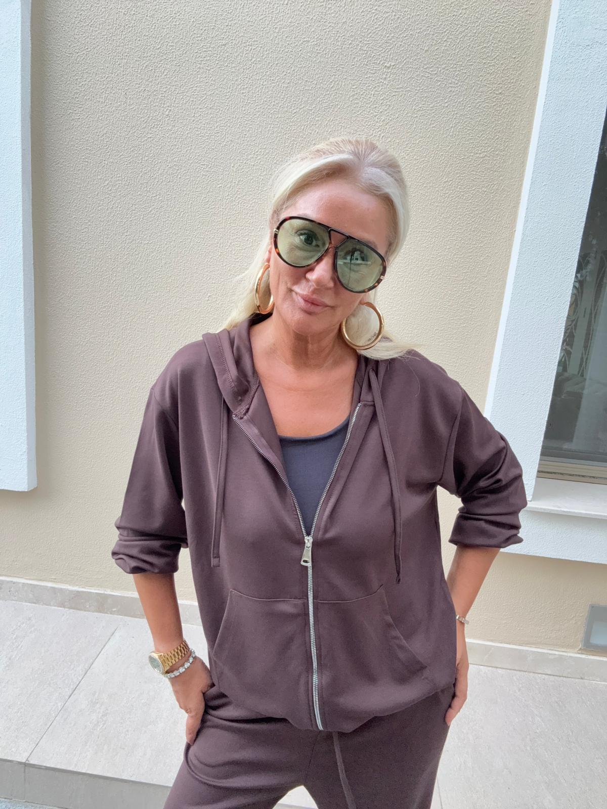 Zumba Kahverengi Fermuarlı Takım