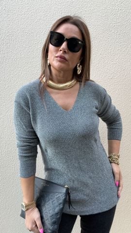 Melna Kadın Gümüş Simli Triko