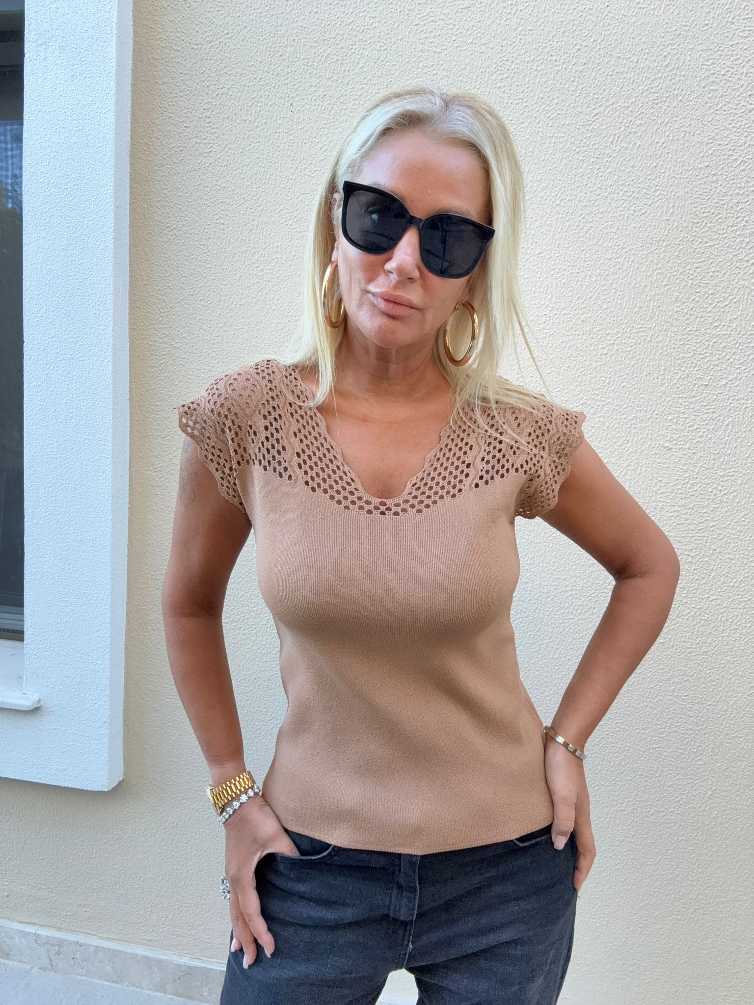 Tilda Camel Ajurlu Triko