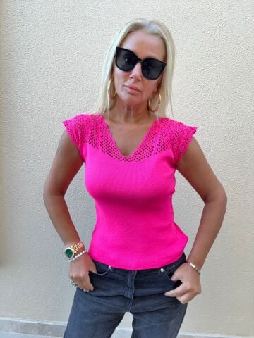 Tilda Fuşya Ajurlu Triko