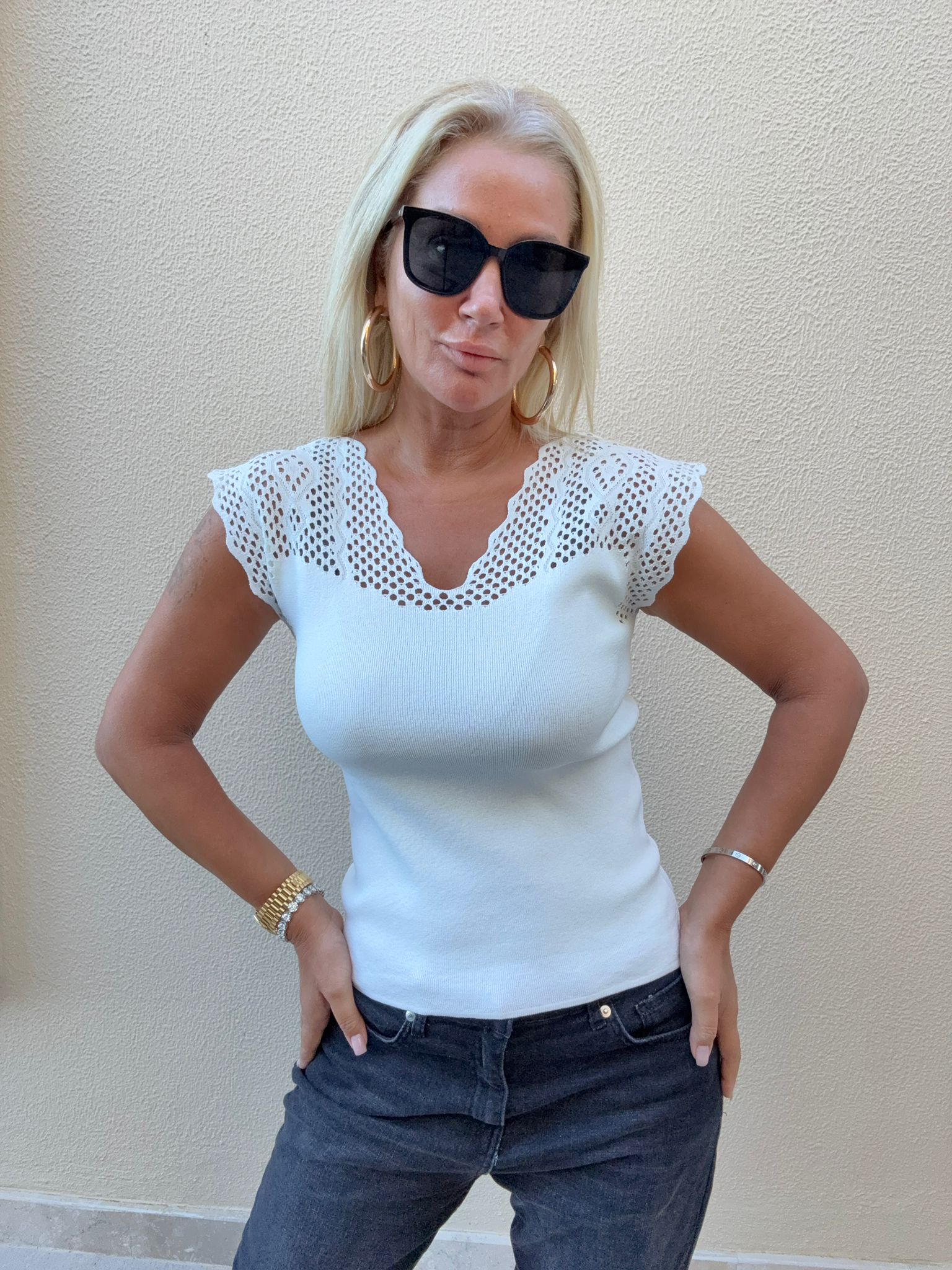 Tilda Ekru Ajurlu Triko