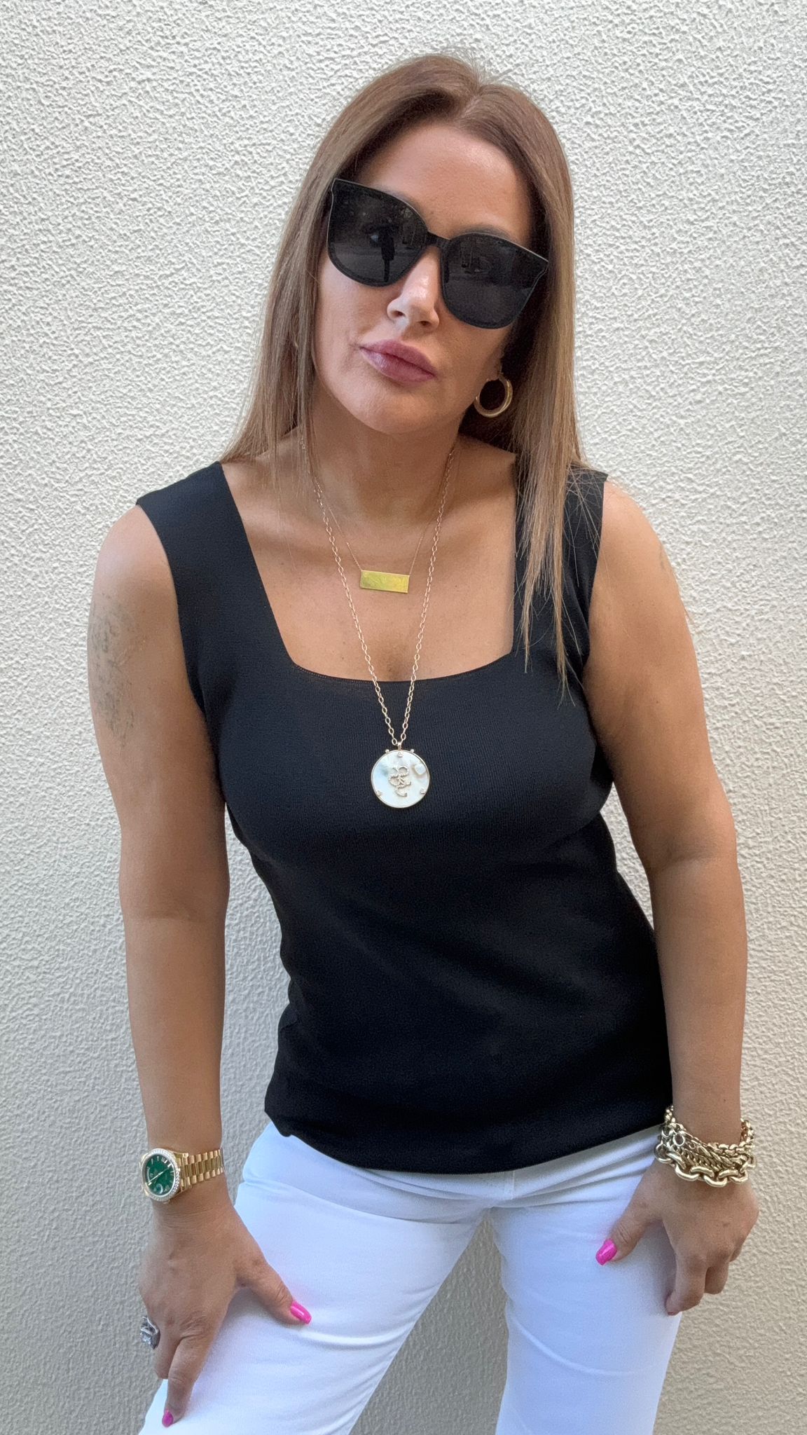 Parne Siyah Kare Yaka Triko