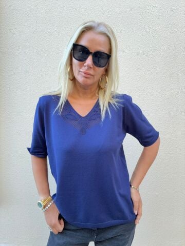 Foreo Lacivert Büyük Beden Triko