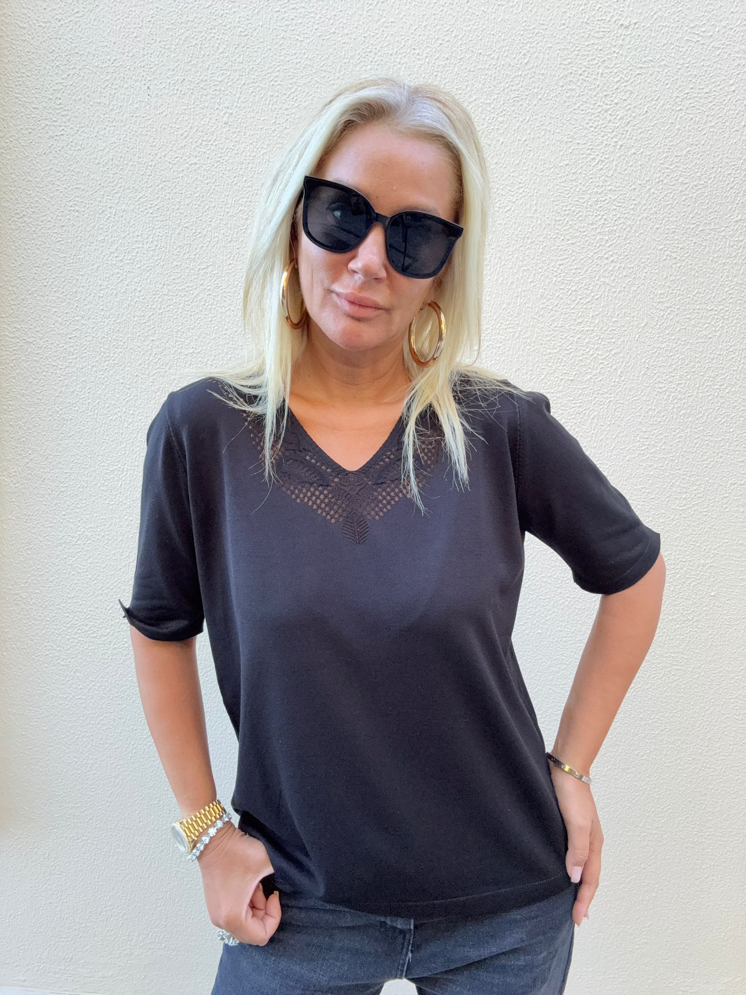 Foreo Siyah Büyük Beden Triko