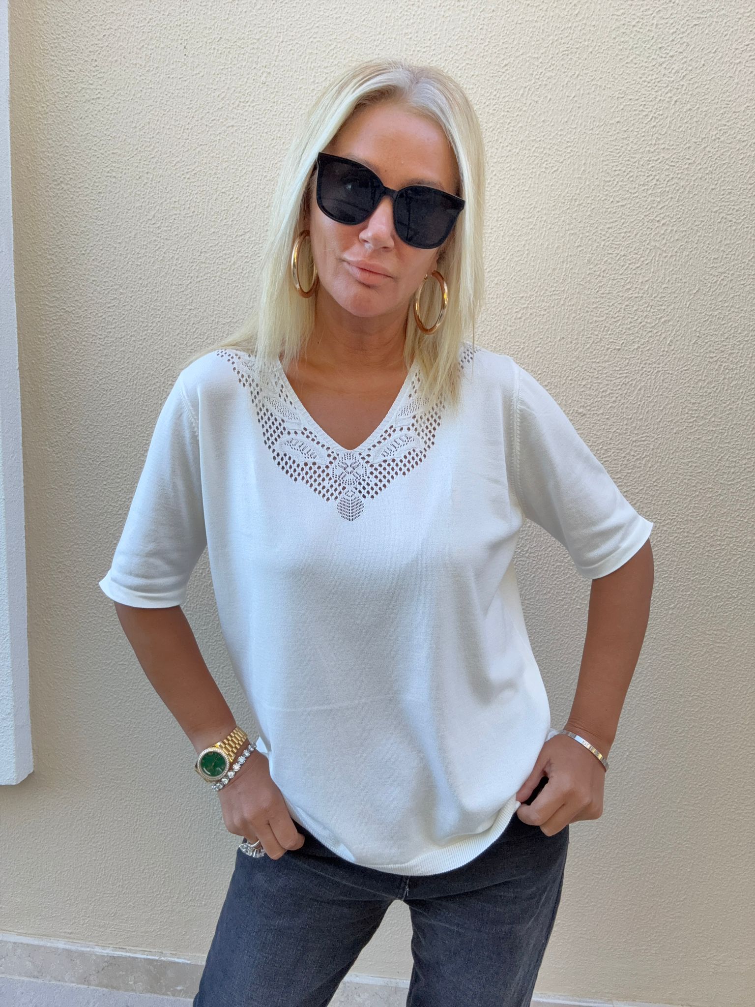 Foreo Ekru Büyük Beden Triko