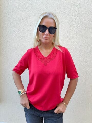 Foreo Kırmızı Büyük Beden Triko