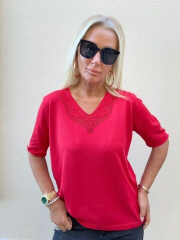 Foreo Kırmızı Büyük Beden Triko