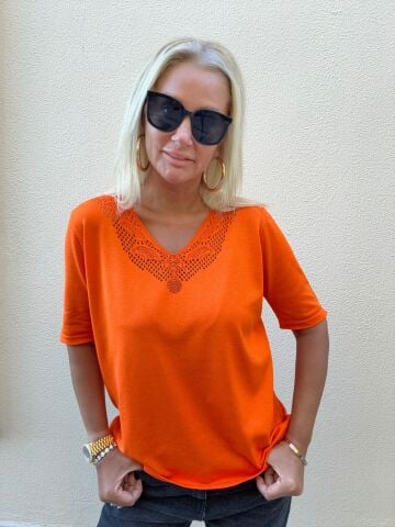 Foreo Turuncu Büyük Beden Triko