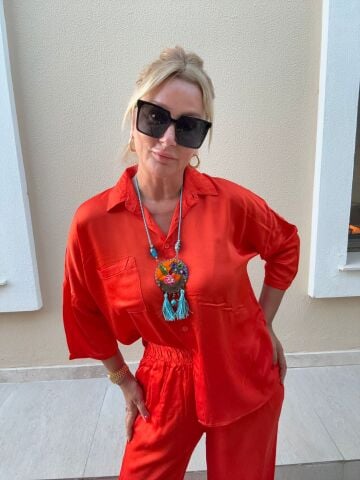 Tira Kırmızı Saten Takım