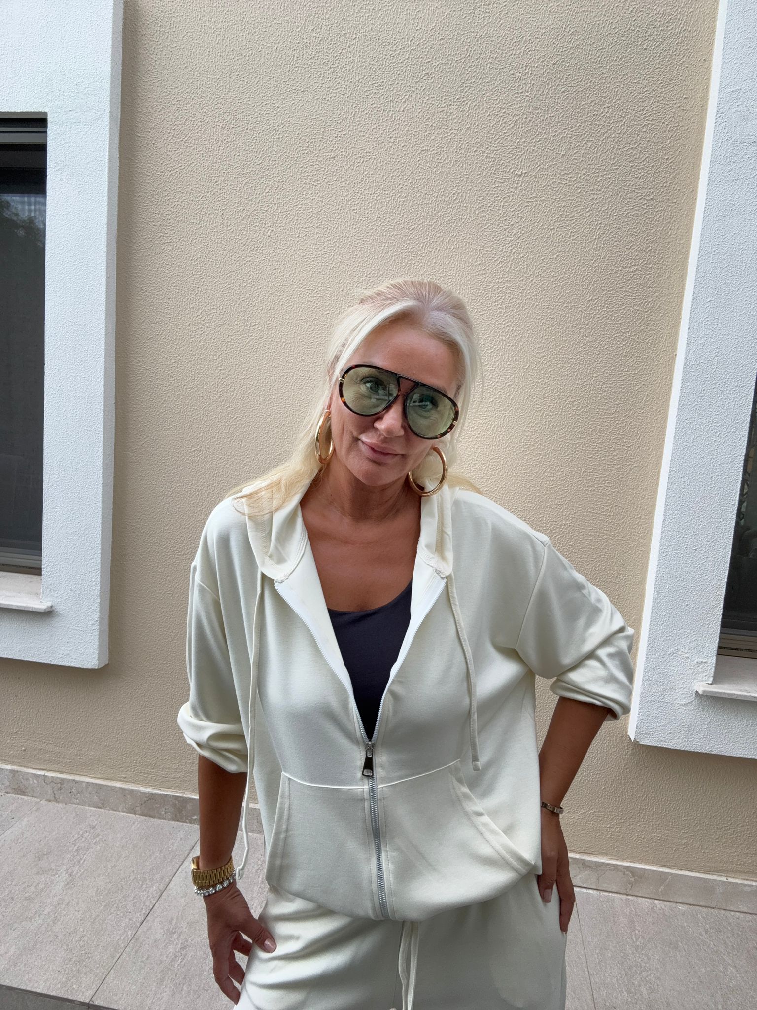 Zumba Ekru Fermuarlı Takım