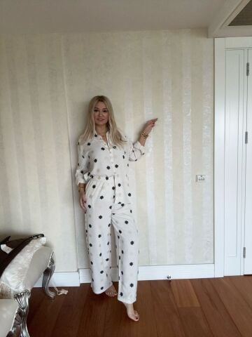 Sera Taş Rengi Keten Yıldızlı Takım