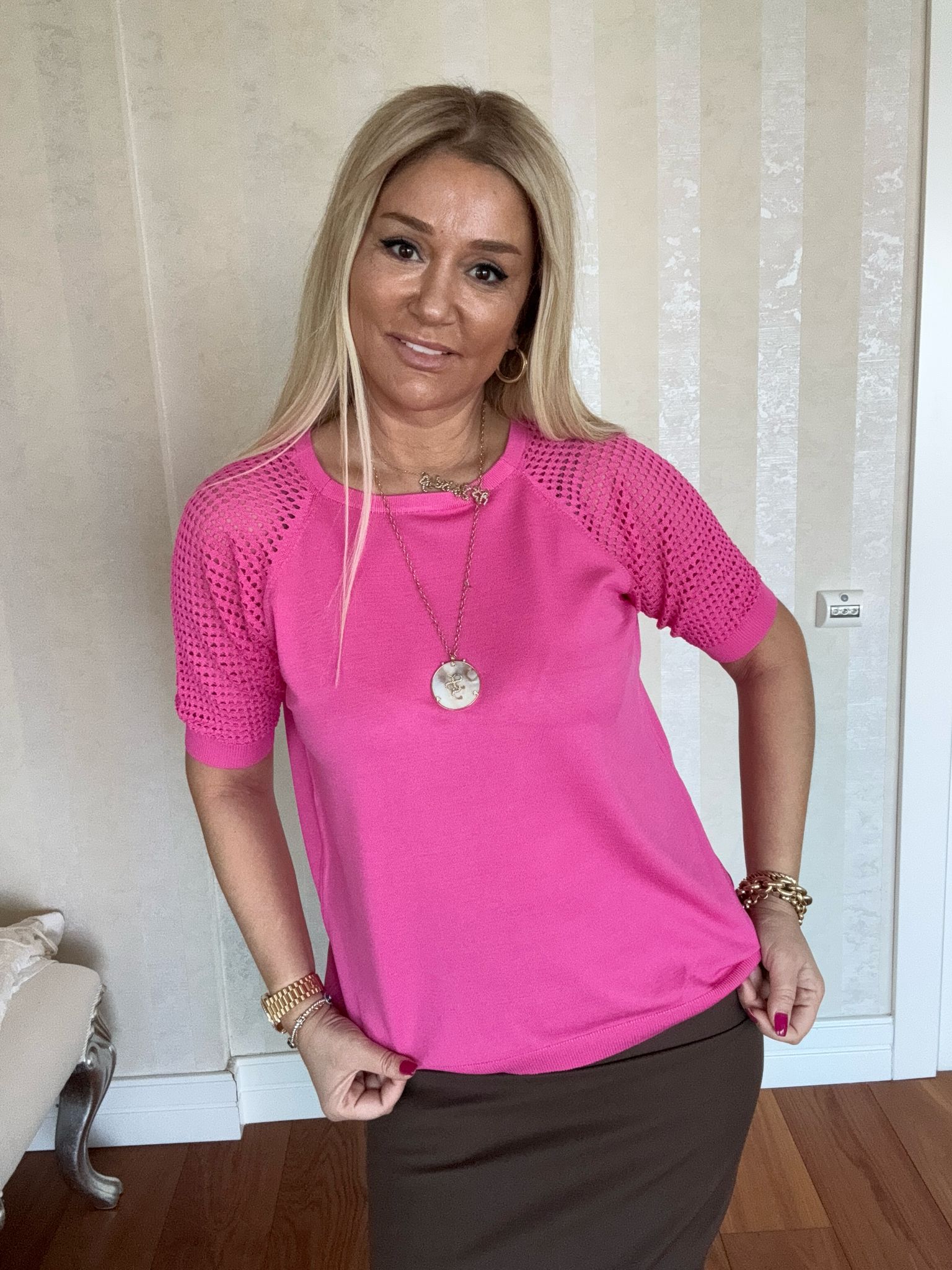 Zenya Pembe Büyük Beden Triko