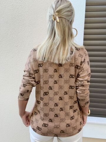 Taş Detaylı Cappucino Kazak