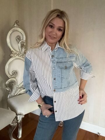 Solona Mavi Kot Detaylı Gömlek