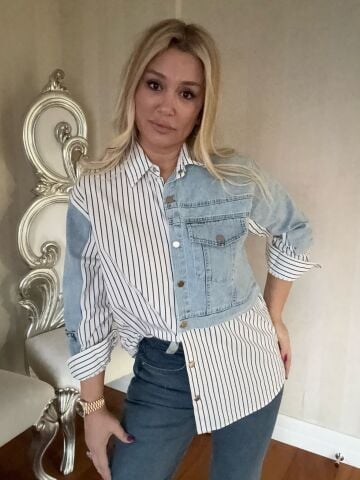 Solona Mavi Kot Detaylı Gömlek