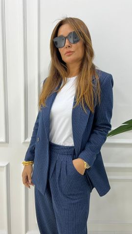 Walke Lacivert Çizgili Takım