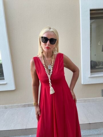 Willa Kırmızı Şifon Elbise