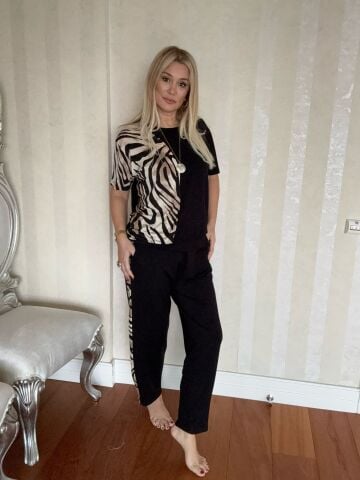 Mayke Siyah Zebra Desen Takım