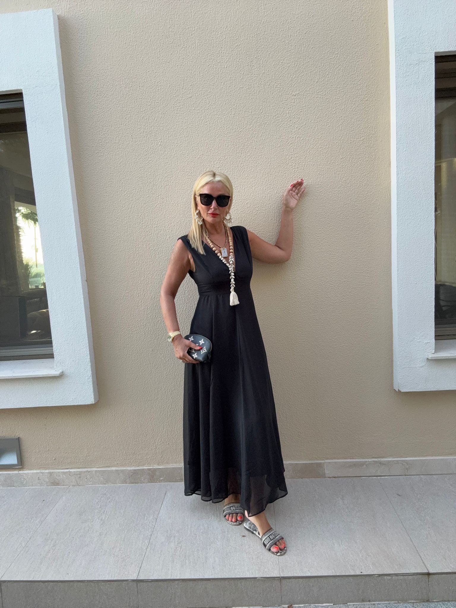 Willa Siyah Şifon Elbise SİYAH - M