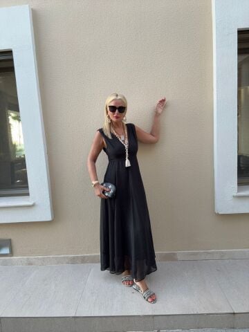 Willa Siyah Şifon Elbise