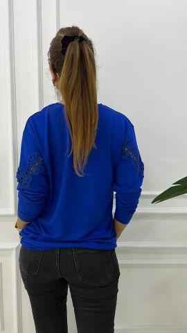 Srocco Saks Göğüs Üstü Dantelli Triko