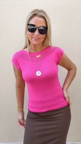 Vine Pembe Fitilli Triko
