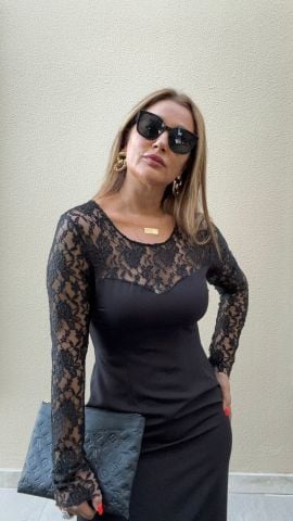 Nezi Roba Dantelli Yaka Detay Elbise