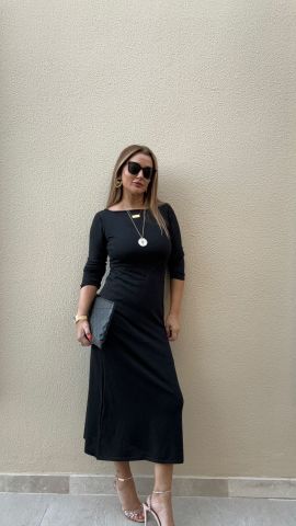 Estal Siyah Triko Elbise