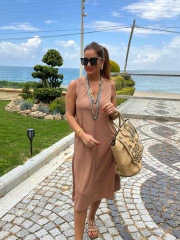 Judit Kadın Kahve Midi Elbise