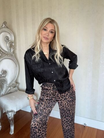 Ricky Kahve Leopar Pantolon