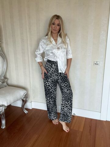 Ricky Siyah Leopar Pantolon