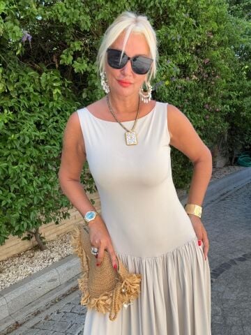 Lavish Taş Rengi Elbise