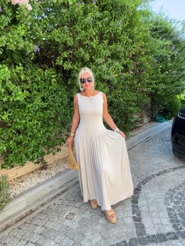 Lavish Taş Rengi Elbise