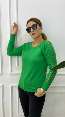 Sodi Kolu Saç Örgülü Yeşil Triko