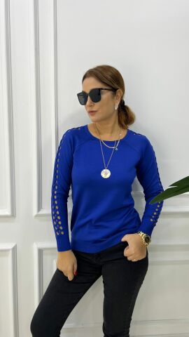 Sodi Kolu Saç Örgülü Saks Triko