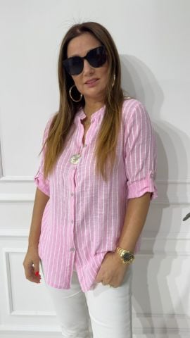 Dany Çizgili Pembe Gömlek