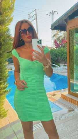Gerda Kadın Yeşil Mini Elbise