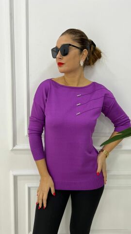 Dipo Mor Taş İşlemeli Triko