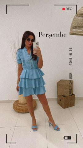 Loresa Mavi Elbise