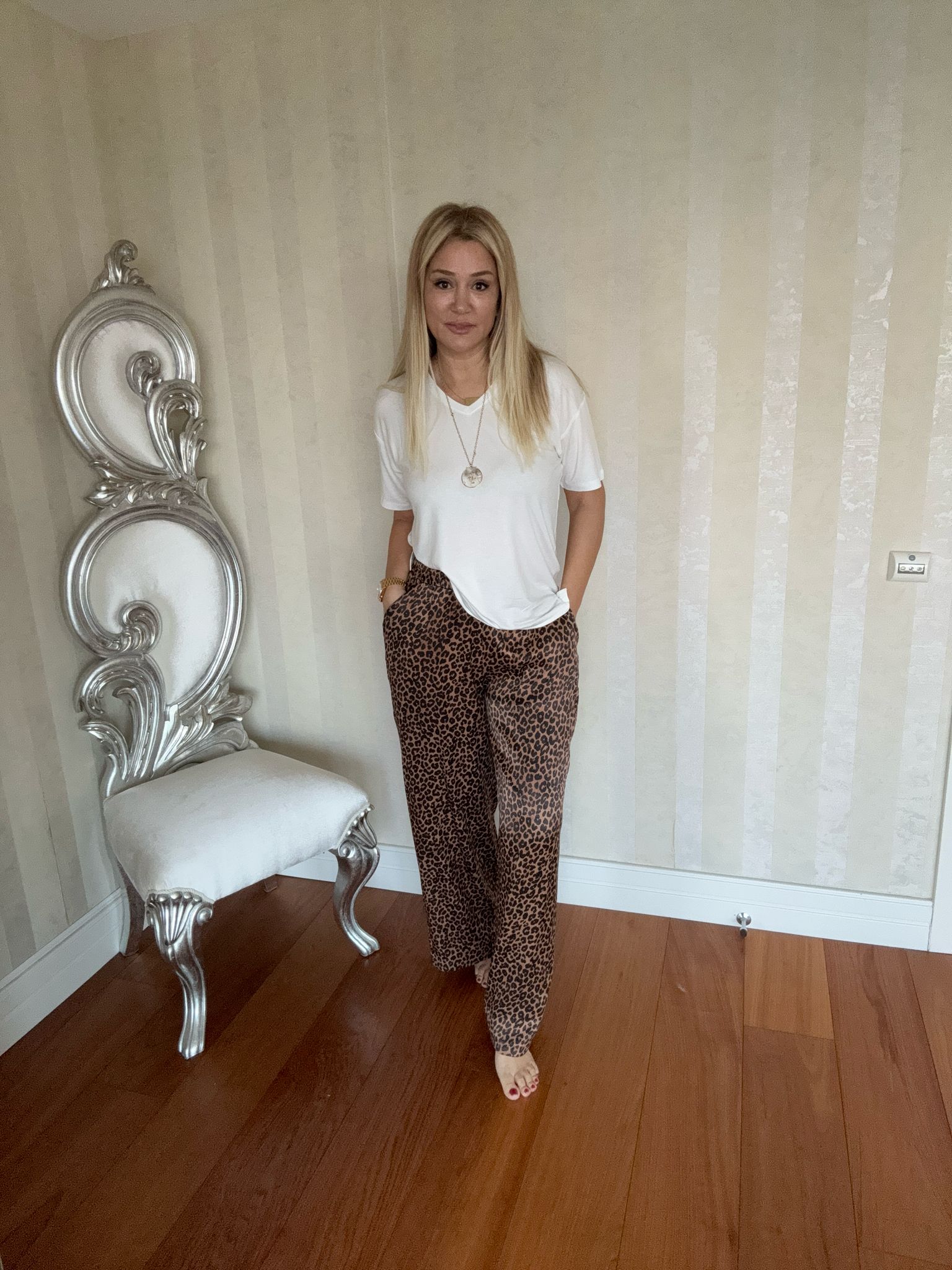 İron Saten Leopar Pantolon