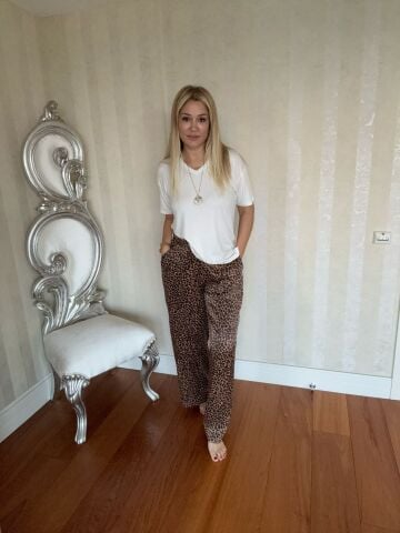 İron Saten Leopar Pantolon