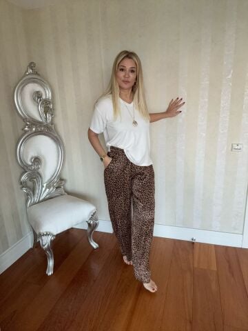 İron Saten Leopar Pantolon